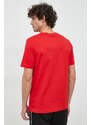 Bavlněné tričko BOSS BOSS GREEN červená barva, s potiskem
