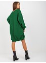 Fashionhunters Tmavě zelená dlouhá oversize mikina s aplikací