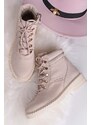 Tamaris Comfort Světle béžové kožené pohodlné kotníkové boty 8-86219