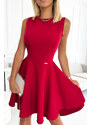 NUMOCO Elegantní asymetrické červené šaty se třpytkami NORA Vínová