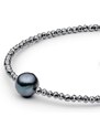 Gaura Pearls Náramek s černou říční perlou a kameny Terahertz - stříbro 925/1000
