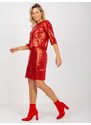 Fashionhunters Červená dámská tužková sukně s flitry