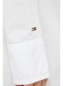 Bavlněné šaty Tommy Hilfiger bílá barva, mini, oversize