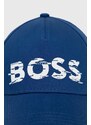 Bavlněná baseballová čepice BOSS BOSS GREEN s potiskem