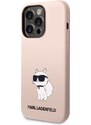 Ochranný kryt pro iPhone 14 Pro - Karl Lagerfeld, Liquid Silicone Choupette NFT Pink