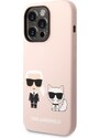 Ochranný kryt pro iPhone 14 Pro - Karl Lagerfeld, Liquid Silicone Karl and Choupette Pink