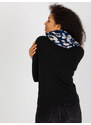 Fashionhunters Tmavě modrý a světle béžový vzorovaný dámský komínový šátek