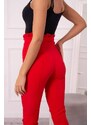MladaModa 7/8 kalhoty s nařasením v pase model 9371 červené