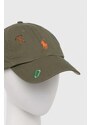 Bavlněná baseballová čepice Polo Ralph Lauren zelená barva, s aplikací