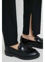 Kalhoty s příměsí vlny Calvin Klein dámské, černá barva, jednoduché, high waist