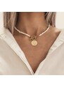 Manoki Perlový náhrdelník Raquel Gold - chirurgická ocel, sladkovodní perla