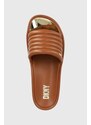 Kožené pantofle Dkny JASNA dámské, hnědá barva, na platformě, K4205489