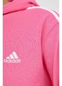 Bavlněná mikina adidas dámská, růžová barva, s kapucí, s aplikací