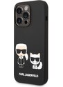 Ochranný kryt pro iPhone 14 Pro - Karl Lagerfeld, Liquid Silicone Karl and Choupette Black