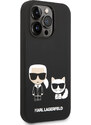 Ochranný kryt pro iPhone 14 Pro - Karl Lagerfeld, Liquid Silicone Karl and Choupette Black