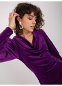 Fashionhunters RUE PARIS fialové sametové koktejlové šaty s volány