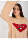 BASIC BÉŽOVÉ TRIČKO S APLIKACÍ ITALY --BEIGE Béžová