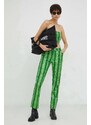 Kalhoty Résumé dámské, zelená barva, jednoduché, medium waist