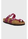 Semišové pantofle Birkenstock Mayari dámské, fialová barva, na plochém podpatku