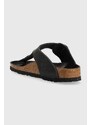 Birkenstock Semišové žabky Gizeh Big Buckle dámské, černá barva, na plochém podpatku, 1023337