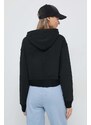 Bavlněná mikina Calvin Klein Jeans dámská, černá barva, s kapucí, s aplikací