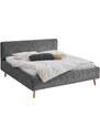 Antracitově šedá látková dvoulůžková postel Meise Möbel Mattis 140 x 200 cm s úložným prostorem