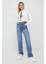 Mikina Calvin Klein Jeans dámská, béžová barva, s kapucí, vzorovaná
