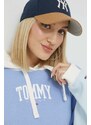 Mikina Tommy Jeans dámská, s kapucí, vzorovaná