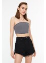 Trendyol Tassel Detail High Waist Denim Shorts in Black