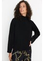 Trendyol Black Sleeve Detail Stand Up Collar Knitwear Sweater