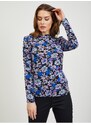 Fialovo-černé dámské květované tričko ORSAY - Dámské