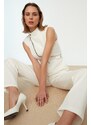 Trendyol White Zippered Jumpsuit