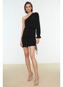 Trendyol Black Gippe Detailed Knitted Evening Dress