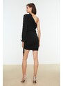 Trendyol Black Gippe Detailed Knitted Evening Dress