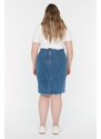 Trendyol Curve Blue High Waist Slim Denim Skirt