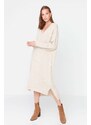 Trendyol Stone Maxi Knitwear V Neck Dress