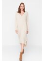 Trendyol Stone Maxi Knitwear V Neck Dress