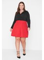 Trendyol Curve Red Pleated Mini Woven Skirt