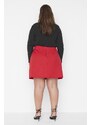 Trendyol Curve Red Pleated Mini Woven Skirt