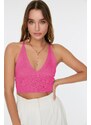 Trendyol Pink Super Crop Back Detailed Knitwear Blouse