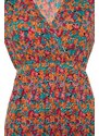 Trendyol Curve Vícebarevné A-line Květinový vzor Pletené šaty