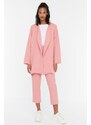 Trendyol Pale Pink Belted Jacket-Pants Woven Suit