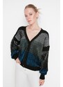 Trendyol Black Striped Knitwear Cardigan