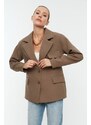 Trendyol Mink Oversize Lined Double Breasted Closure Woven Blazer Jacket