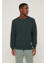 Trendyol Men's Emerald Green Regular/Real Fit Slogan Label Basic Cotton Sweatshirt