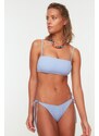 Trendyol Blue String Tied V-Cut Low Waist Bikini Bottom