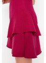 Trendyol fialové objemné detailní večerní šaty