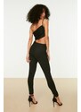 Trendyol Black Ruffle Detailed Knitted Jumpsuit