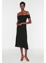 Trendyol Black Midi Knitwear Carmen Collar Dress