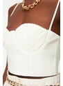 Trendyol Ecru Crop Lined Woven Bustier